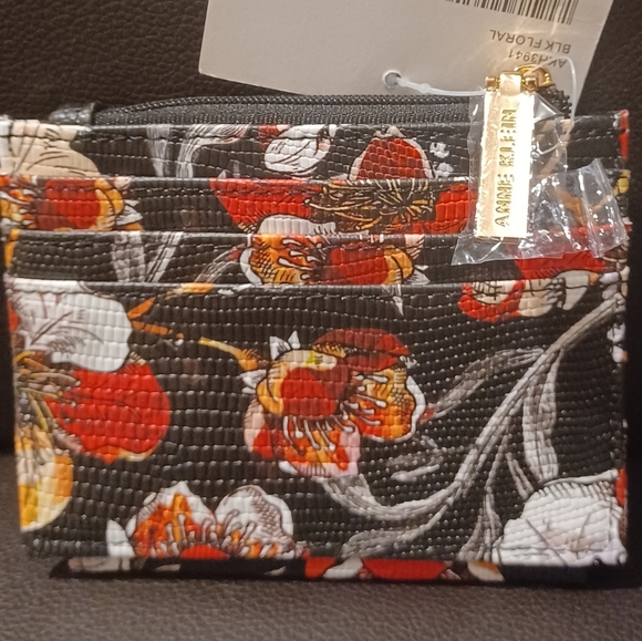 ANNE KLEIN ID CREDIT CARD MIRROR FLORAL FLAP SNAP - Picture 3 of 12